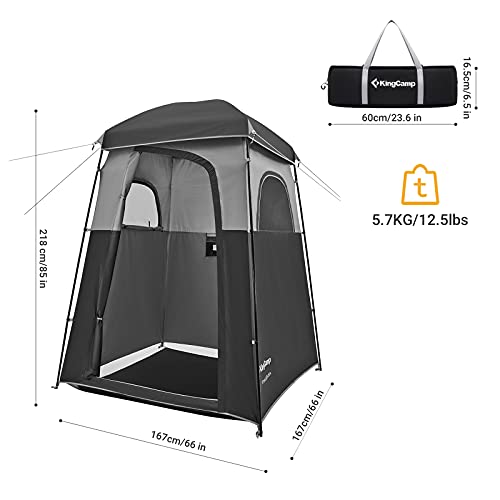 KingCamp-Camping-Shower-Tent-Oversize-Space-Privacy-Tent-Portable-Outdoor-Shower-Tents-for-Camping-with-Floor-Changing-Tent-Dressing-Room-Easy-Set-Up-Shower-Privacy-Shelter-1-Room2-Rooms-Toilet-Tent