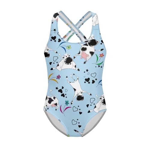 Image of Kid One Piece Swimsuit with Cross Back Girls Summer Sleeveles Swimwear for 5-14 Years