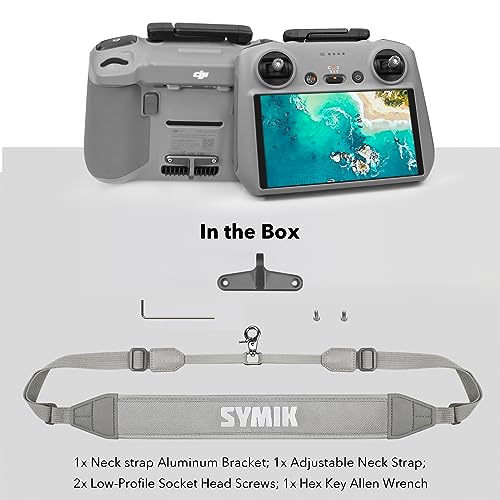 SYMIK Correa de Cuello para dji RC 2 (con oporte de Aluminio), Atadura Ajustable para Uso con dji Mini 4 Pro/dji Air 3 con Controlador dji RC2 Accesorio