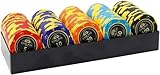 Yarsanor 100PCS Poker Games Chips, 14 Gram Clay Texas Holdem Casino Laser Chips Club Poker Chips, Learning Counters Disks, Casino Chips & Gambling Cards(100Pcs Caribbean Crown)
