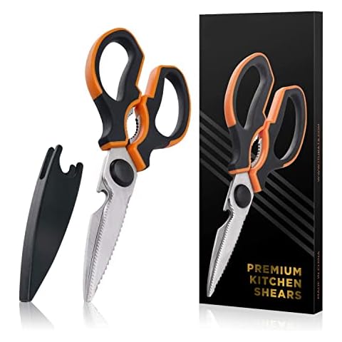 Kitchen Scissors Heavy Duty Shears - Scissors for Kitchen Use, Ultra Sharp Stainless Steel Multi-Purpose Kitchen Shears for Meat Poultry Fish BBQ Vegetables Pizza Camping, Dishwasher Safe Cover