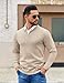 COOFANDY Dress Sweater for Men 3/4 Zip Pullover Slim Fit Lightweight Business Casual Sweater Khaki