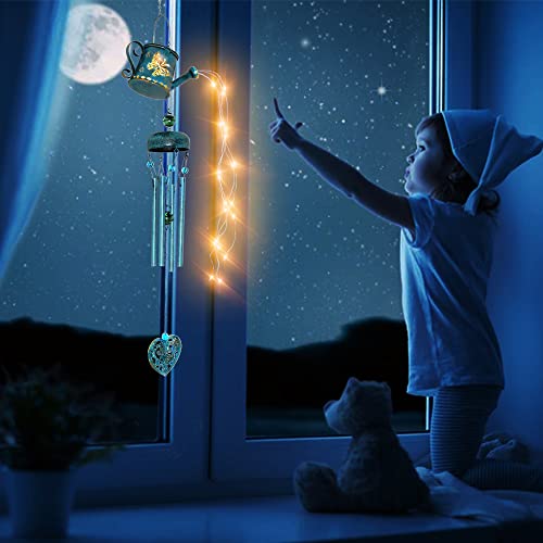 Wind Chimes, Solar Watering Can Wind Chimes Waterproof Butterfly Wind Chimes With String Lights Sympathy Wind Chimes 2 In 1 Outdoor Garden Decor Light Hanging Windchimes Gift For Mom Grandma Women #TOP6