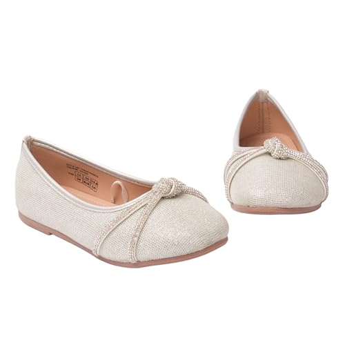 Image of toothless Kids Girls Belly Shoes | Shimmer Ballerinas with Rhinestone Detail | Comfortable Slip-On Ballet Flats, Festive Occasions & Weddings