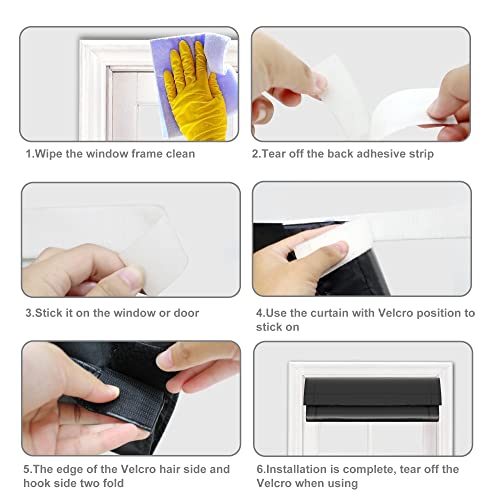 Vongfome Blackout Door Curtain French Door Curtain Adjustable Size Easy Install Glass Panel Window Curtain For Patio Door 1 Panel (Black, 26 X 40 Inch) #TOP6