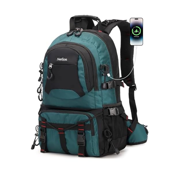 Nerlion 40L Hiking Backpack Travel Backpack for Men Women Camping Waterproof Outdoor Hiking Daypack Lightweight Backpack (Dark Green)