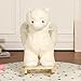 Baby Rocking Horse, Toddler Rocking Toy with Lullaby Song, Moose Wooden Horse with Hand Puppets & Safety Belt for Baby Boys Girls Nursery/Child Christmas Birthday Gift (White)