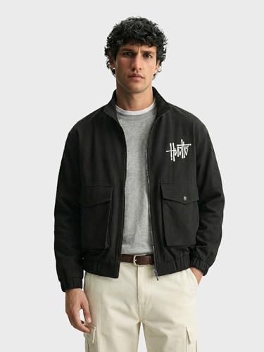 Image of The Indian Garage Co Men Relaxed Fit Long Sleeves Cutaway Collar Graphic Jacket