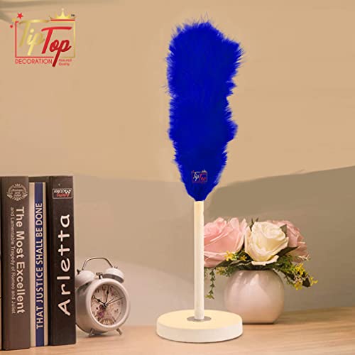 Image of Fluffy Natural Dyed Feather Kalgi Kalangi Stick for Craft (7-8 Inch) (Blue, Pack of 5 Pcs)