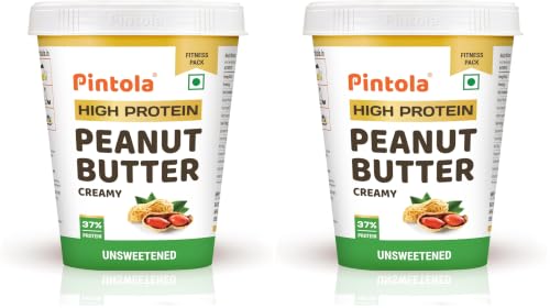 Image of High Protein All Natural Peanut Butter | Unsweetened | 37g Protein | Imported Whey Protein and Roasted Peanuts (Creamy, 510g) (Pack of 2)
