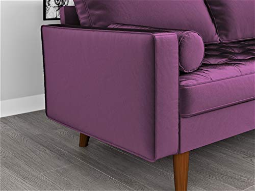 Container Furniture Direct Womble Modern Velvet Upholstered Living Room Diamond Tufted Chesterfield Loveseat With Gleaming Nailheads, Purple #TOP7
