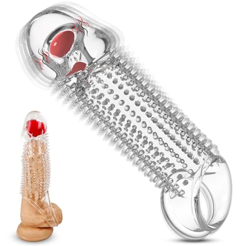 BDSMYOU Guaina Pene Elettrostimolatore Vibratore per Uomo,Allungamento del Pene Maschile 50 mm,Vibratoreper Uomo Professionale,Stimolazione del punto G/P,Toys Sessuali per Uomini (A)