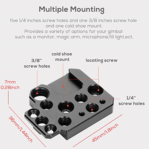 Image of Side Extension Plate for DJI Ronin S /SC /RS2 /RSC2,Monitor Holder Mount with 1 /4 3 /8 Threaded Holes Cold Shoe, Stabilizer Extension Plate for Video Light, Microphone, Monitor