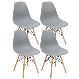 Happy Family Set of 4 Dining Chairs Modern Mid-Century Lounge Side Chairs with Beech Wood Legs and M