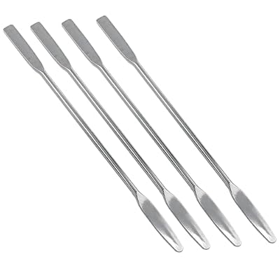 Stainless Steel Lab Laboratory Mini Double-Ended Spatula Semi-Micro Shovel Conical Arrow End Flat End -4PCS