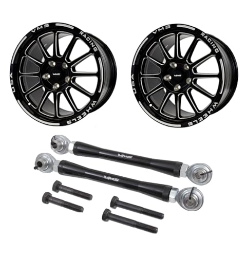 VMS Racing BlackHawk 17x10 Wheels 5x115 with Adjustable Sway Bar Links Bundle for 2006-2023 Dodge Challenger Charger Chrysler 300, +30 ET Offset