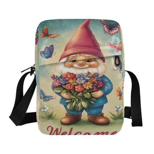 Retro Gnome messenger bag cute Crossbody Small Bag For Women Lady Shoulder Handbags Adjustable Strap for School School
