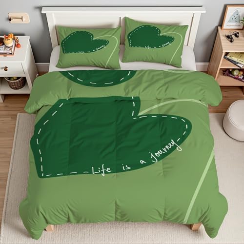 Housse de couette 160x200 haut de gamme parure lit vert microfibre - 3