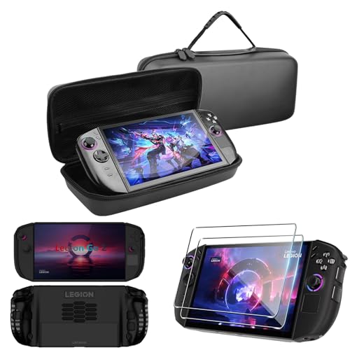 TGDPLUE 3-in-1 Protective Cover Set for Legion Go 2 2025 - TPU Shell Case with Carrying Pouch & 2X Screen Protectors, Complete Skin Protection Kit
