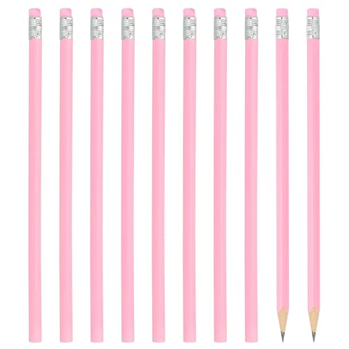 PATIKIL Matite Triangolari HB Con Gomma - 36 Pezzi, Colore Rosa, Legno Naturale, 19 Cm, Per Scuola E Ufficio