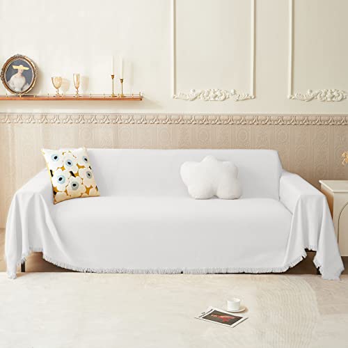 Meetsky Sofa Cover Couch Covers For 3 Cushion Couch Washable Decorative Sectional Couch Covers Sofa Slipcovers Sofa Bed Throw Cover For Living Room, 91" X 134", Xx-Large, White #TOP7