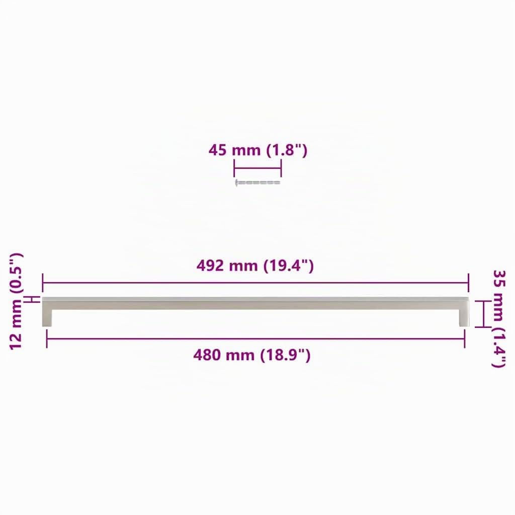vidaXL Maniglie per Mobili 5pz Argento 480mm in Acciaio Inox
