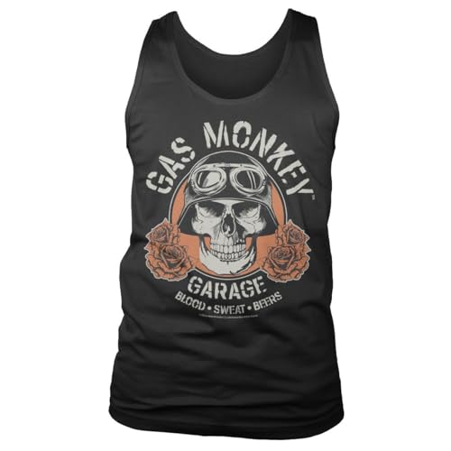 Camiseta sin mangas Gas Monkey Garage de cuello redondo con grafico de calavera