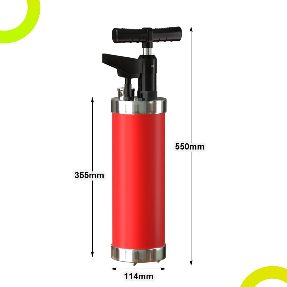 Sturalavandini a Pressione con 4 Ventose, Pompa Stura Scarichi a Pressione con Tubo di Collegamento, Sturalavandino ad Aria Compressa con Manometro Visivo, per WC Lavandino