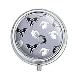 Black and White Dragons Pattern Pill Case Trinket Gift Box