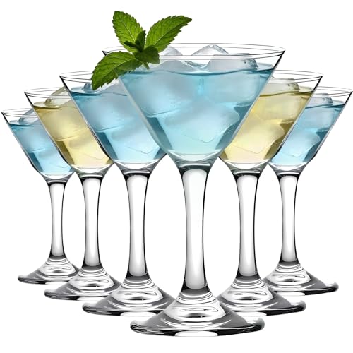 KIXINY Gläser Set 6 Martini-Gläsern 160ML Cocktail-Gläser mit Griff Eleganter Handgeblasener Bleifreier Kristall für Martini-Cocktails Mischte Getränke Elegante Party-Glaswaren