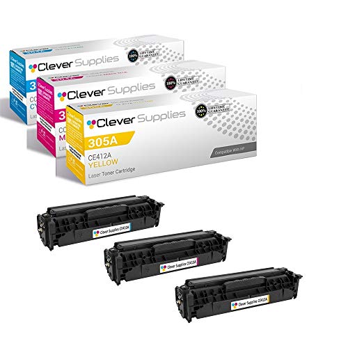 CS Replacement Toner Cartridge Compatible with HP Pro 400 Color M451 CE411A Cyan CE412A Yellow CE413A Magenta 305A Color M375 MFP M375NW MFP M451DN M451DW M451NW M475DN 3 Color Set