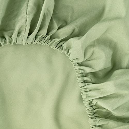 Image of Ghooss Sage Green Full Fitted Sheet Only,Ultra Soft and Wrinkle Fitted Bottom Sheets for Full Size Bed-1 Pack(Full,Sage Green)