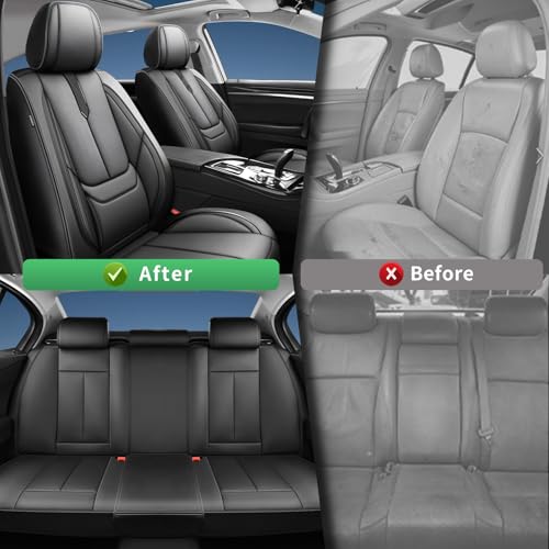 Image of Fit Impreza Car Seat Covers for Subaru Impreza 2004-2024 2025 2026 -Upgraded Premium Waterproof & Breathable Leather,Airbag Compatible,All-Weather Seat Cushion Protector,Full Set,Black