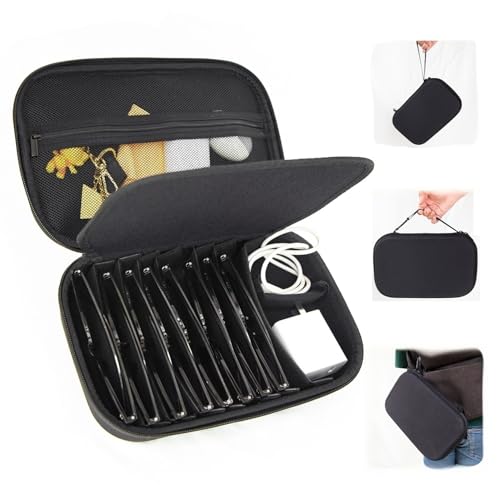 Image of Travel Sunglasses Case Organizer, Adjustable 9-Slot EVA Hard Shell Storage with clip for Multiple Eyeglasses, Waterproof & Shockproof Design for Men /Women
