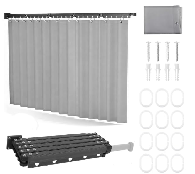 lesolar Tringle à rideau de douche pliable 1,8 m × 2 m, rideau de douche avec tringle, étanche, sans perçage, plusieurs formes pour salle de bain, vestiaire, camping-car