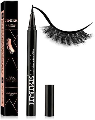 JIMIRE 2-in-1 Eyeliner Instead of Glue, Magic Eyeliner | Extra Strong Hold for False Eyelashes | No Magnet & No Glue Needed | Only for 20’s to Apply Lashes