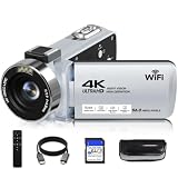 Video Camera, 4K Camcorder 56MP Digital Video Recorder 18X Zoom 3' 270° Rotation Touchscreen IR Night Vision, Wifi Vlogging Camera for YouTube 64GB Card Anti-Shake Remote Control Camera Bag Lens Cap