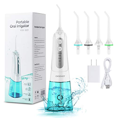 Cordless Water Flosser Teeth Cleaner, CKSOHOT 300ML Portable and USB Rechargeable Oral Irrigator