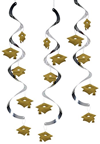 Creative Converting Graduation Caps Dizzy Danglers Party Decor, Yellow