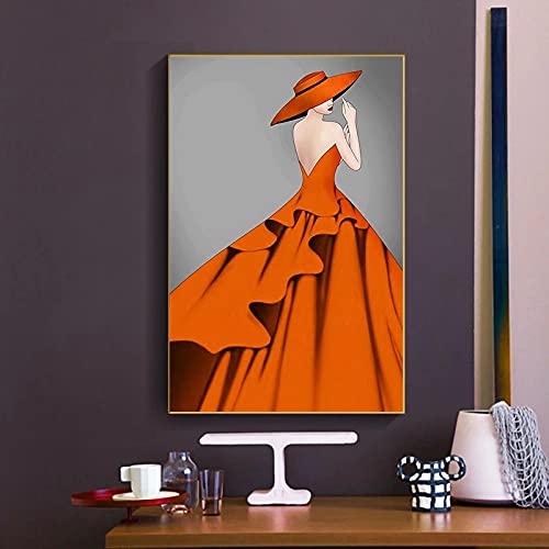 Robe femme affiche mode pour habiller un mur vide de salon avec une peinture nordique