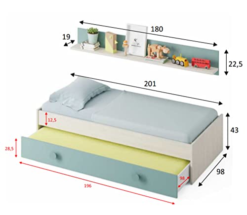Miroytengo Pack Completo Habitación Juvenil en Color Verde y Blanco Alpes Muebles Dormitorio Infantil con Somier Incluido - imagen 8