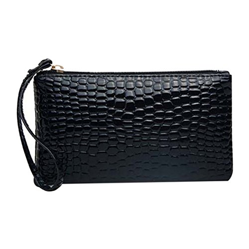 Patrón de cocodrilo de Moda Mujer Monedero Tarjeta Monedero Soporte para teléfono Bolso de Maquillaje de Cuero Bolso de Embrague de Gran Capacidad ➤ HibiscusElla Cover