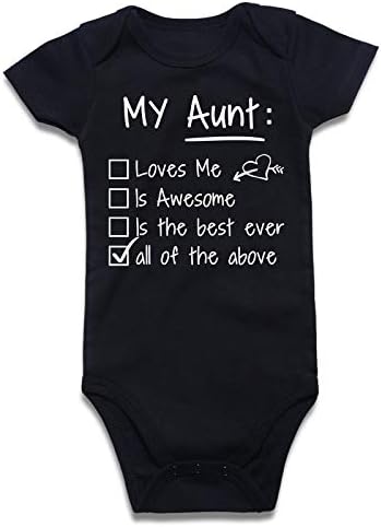SOBOWO My Aunt Loves Me Baby Clothes Funny Baby Bodysuits Pregnancy Announcements Onsies Romper Jumpsuits for Newborn Boys Girls 0-6 Months (3-6 Months, My Aunt Loves Me Black)