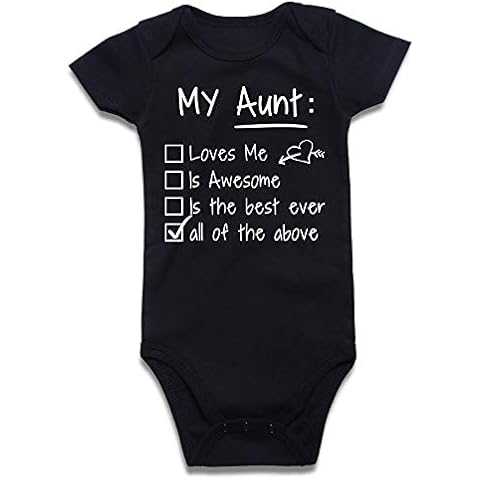 SOBOWO My Aunt Loves Me Baby Clothes Funny Newborn Bodysuits Baby Announcements Onsies Romper Jumpsuits 0-9 Months - black - 3-6 Months Cover
