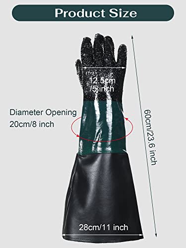 2 Pairs 23.6 Inch Rubber Sandblast Cabinet Gloves Heavy Duty Sandblaster Gloves Large Sand Blast Cabinet Sandblasting Gloves With Particle For Abrasive Sandblasting Equipment Sand Blasting Machine #TOP5