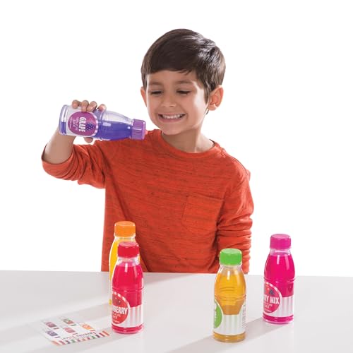 Image of Melissa & Doug Tip & Sip Toy Juice Bottles and Activity Card (6 Pcs) Pretend Play Food Set, Play Kitchen Food for Ages 3+ (Pack of 6)