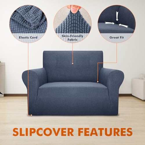 GRIFEMA High Stretch Sofabezug 1 Sitzer Sofaüberwurf Jacquard Elastische Sofahusse für Wohnzimmer Protector für Hunde Haustiere, Grau