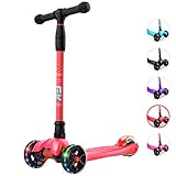 Allek Kick Scooter B02, Lean 'N Glide Scooter with Extra Wide PU Light-Up Wheels and 4 Adjustable...