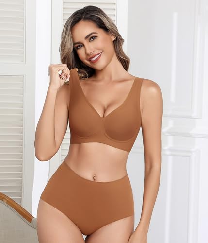Image of Avidlove Wireless Bras for Women Comfortable Jelly Bra Deep V Seamless Bralette Full Coverage Padded Bralette Everyday