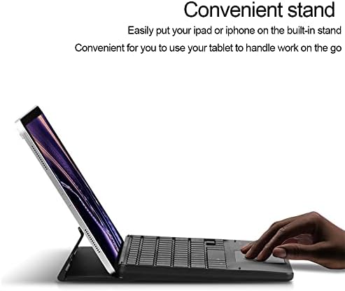 Multi-Device Wireless Bluetooth Keyboard For iPad iPhone Smartphone Tablet Windows, iOS Android Universal portable Rechargeable wireless keyboard with trackpad Foldable Bracket, 7-Color Backlit Light